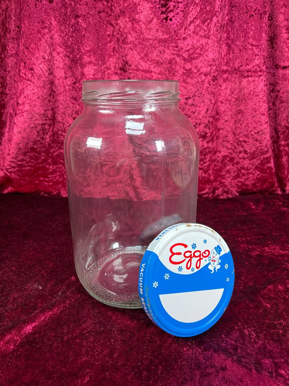 Vintage Glass Kitchen Storage Jar – Eggo Advertising Lid Mid Century Canister